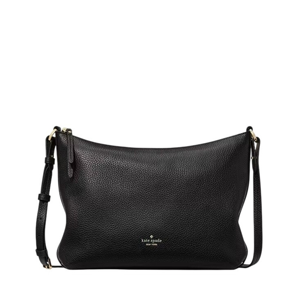 Kate Spade KP337 Black Pebbled Leather Crossbody Bag Gold Hardware New